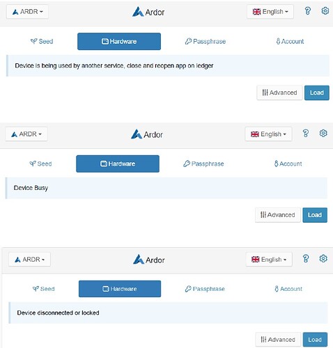 ardor errors